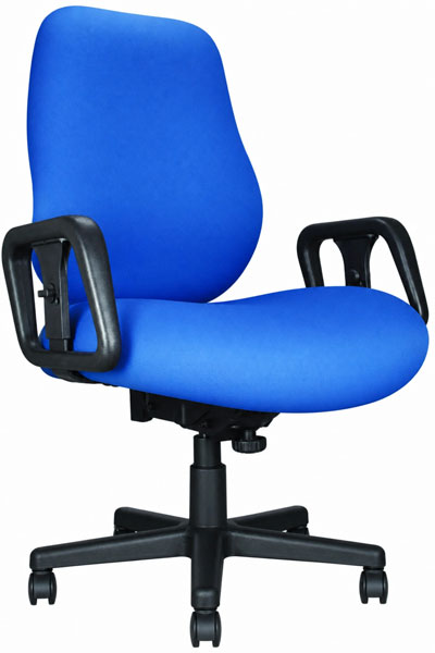 Blue Big & Tall Chair with arms, wheels, and 5-prong base