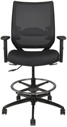 Nifty Stool with arms, footring, and black mesh back