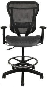 Ergonomic office stool with footrest and wheels