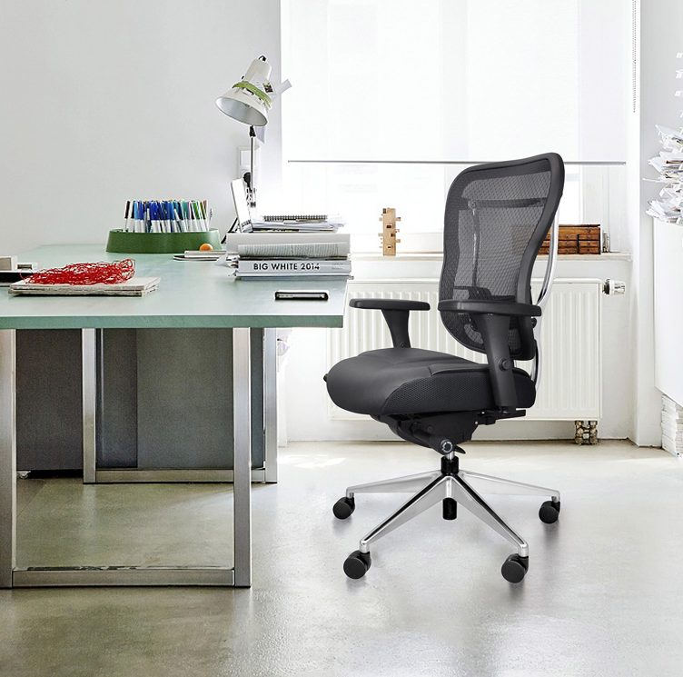 Rika Mesh Office Chair with leather seat