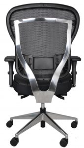 Rika task chair with black mesh back and black leather seat
