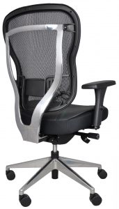 Black Rika Chair with mesh back and leather seat