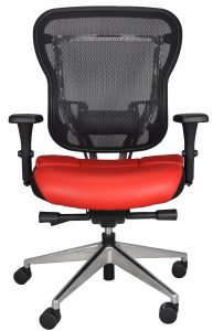Rika Mesh-back chair with red leather seat