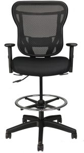 Ergnomic office stool with mesh back and fabric seat