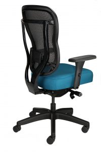 Rika mesh-back task chair with teal fabric seat
