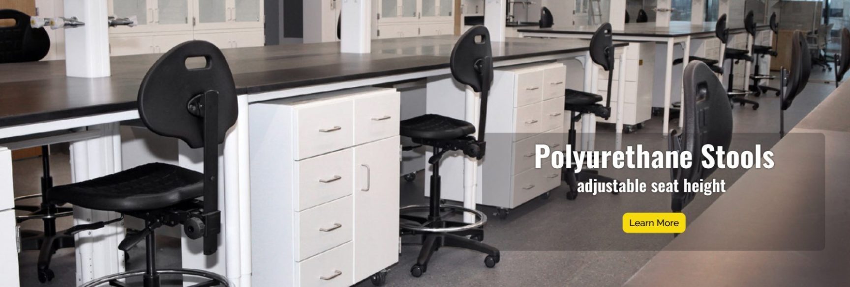 Polyrurethane Stools have adjustable seat height and depth