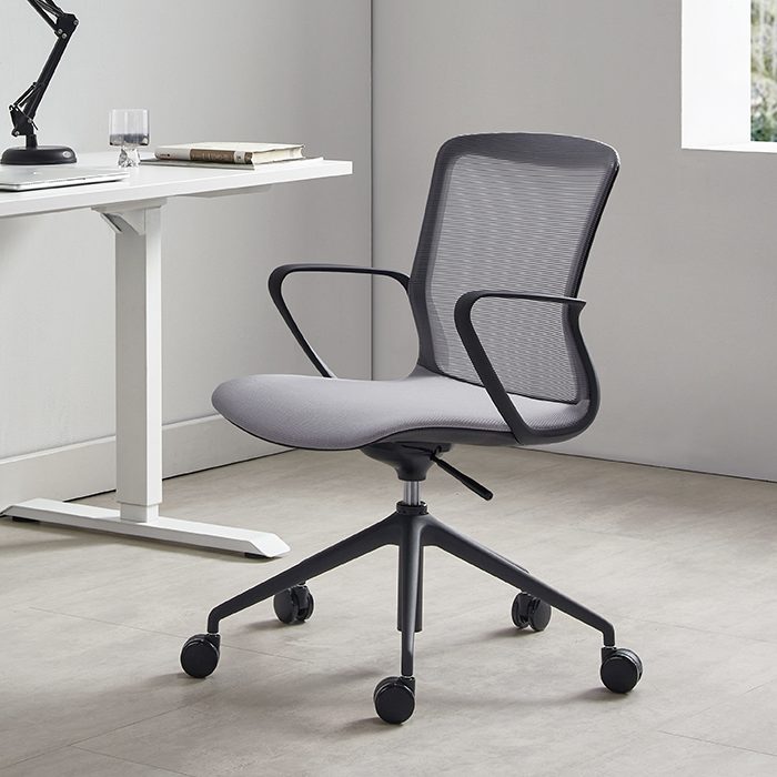 Gray mesh-back office chair