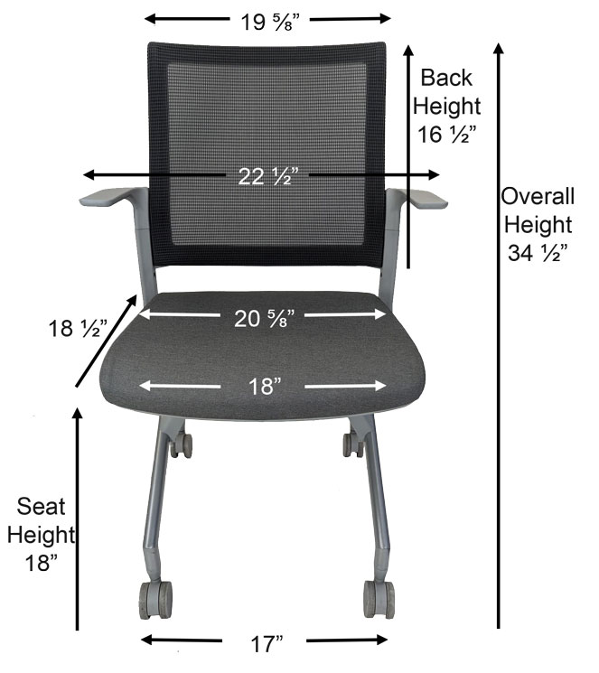 Lineup Nesting Chair With Arms - Dimensiona