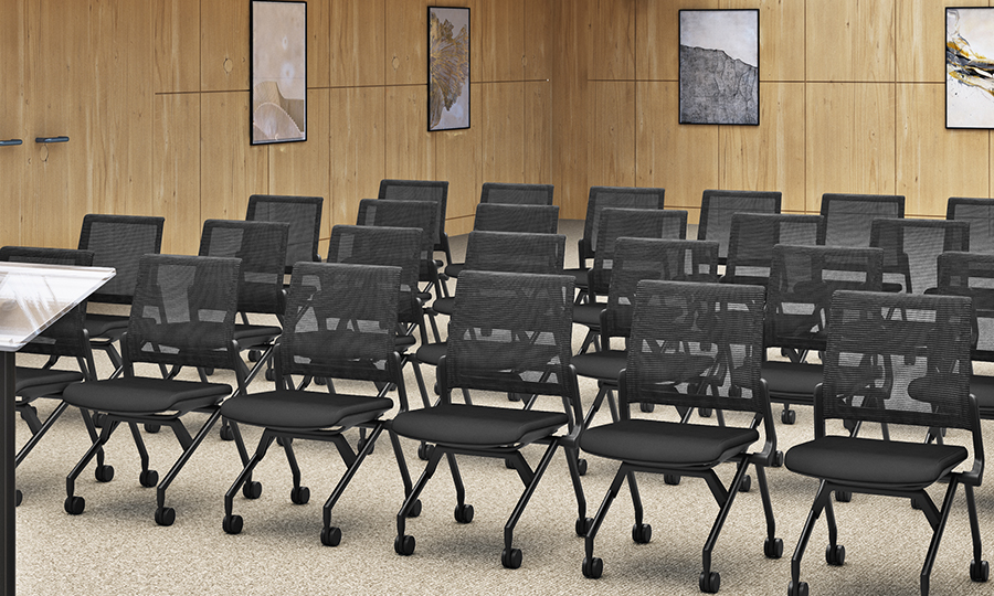 Black armless folding chairs