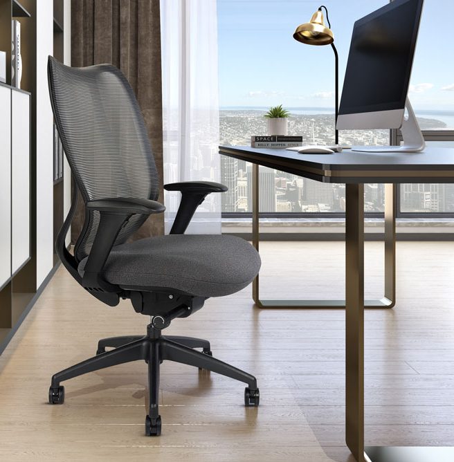 Comfortable Black Office Chair With Mesh Back