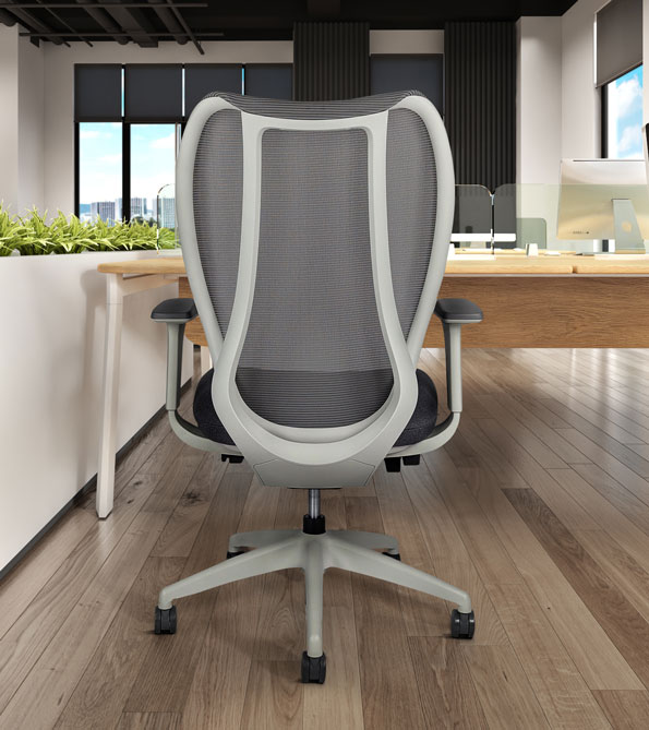 Comfortable Gray Office Chair With Mesh Back