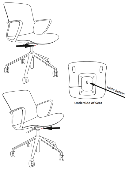 Where to find the white Adjustment Button on the Keen Chair