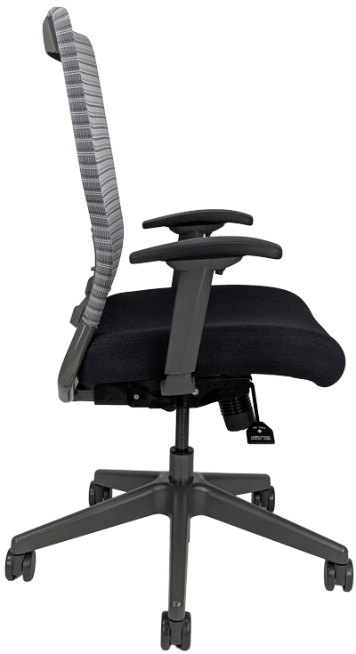 Mesh-back office chair - side view