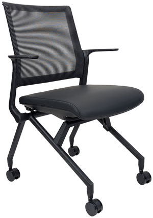 Lineup Nesting Chair - black polyurethane seat and mesh back