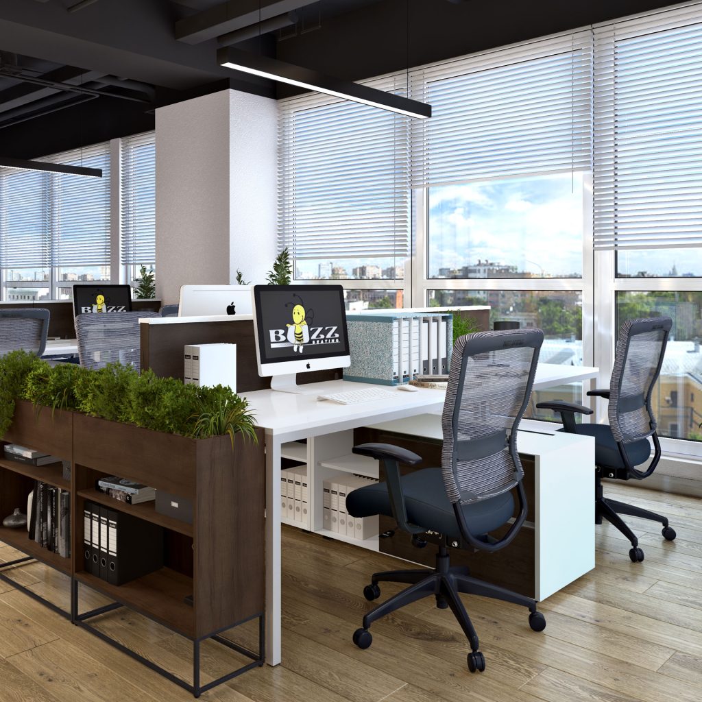 Black mesh-back office chair