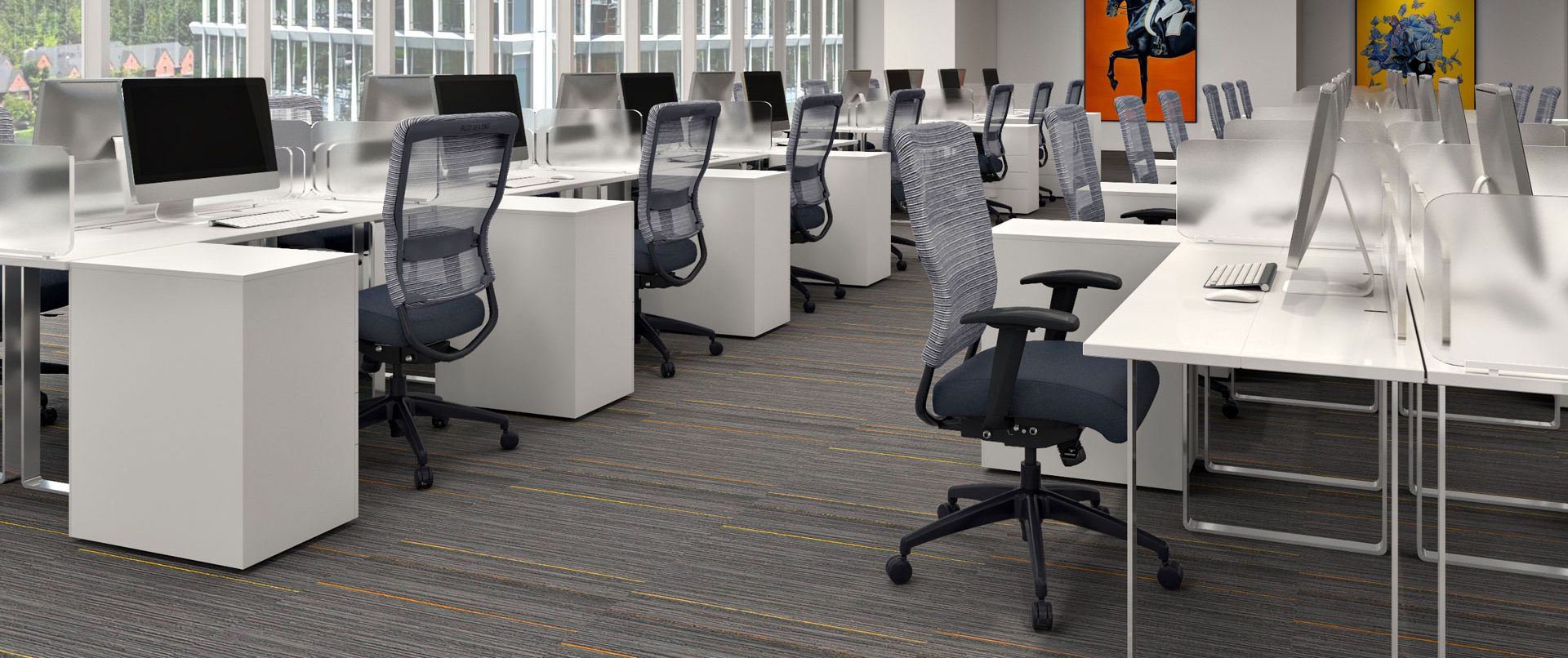 Black mesh-back office chair