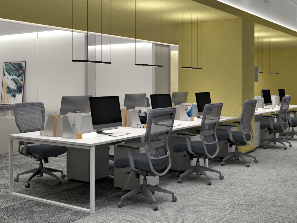 Gray mesh-back office chair