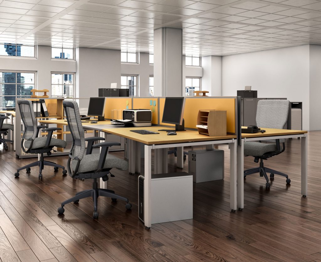 Gray and black mesh-back office chair
