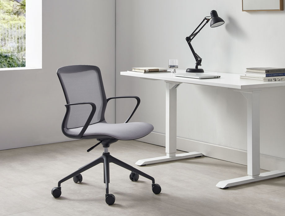 Mesh-back office chair - gray