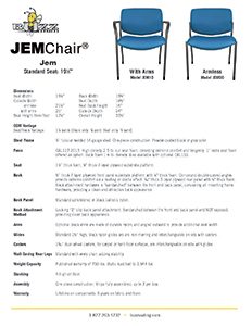 Jem Chair Standard Seat Spec Sheet Thumbnail