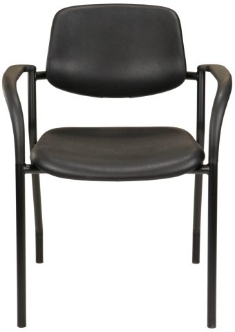 Black polyurethane chair with arms, for hospitals