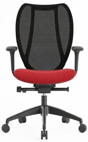 Comfortable mesh-back office chair with red seat