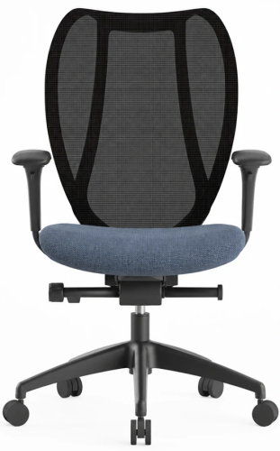 Comfortable mesh-back office chair with blue seat