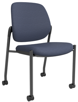 Armless Blue Stacking Chair With Casters