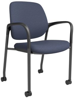 Blue Stacking Chair With Arms And Casters